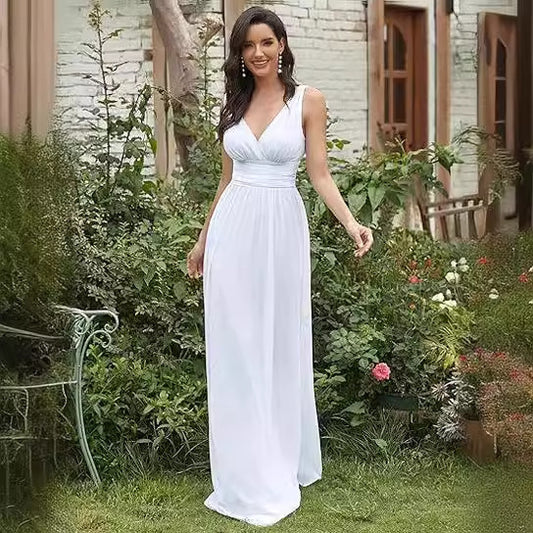 Robe Maxi de Soirée Femme – Élégante, Fluide et Décolleté Profond