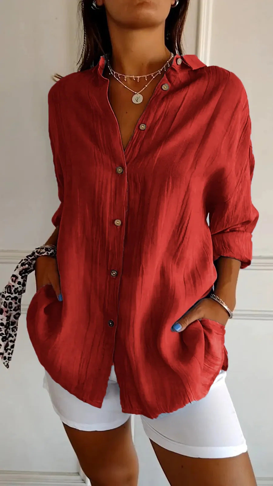 Chemise Femme à Col Revers - Manches Longues