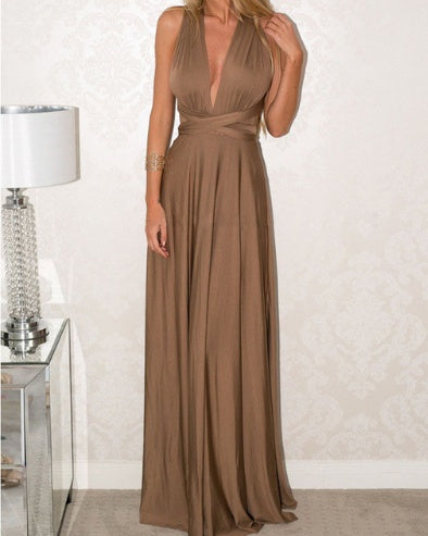 Robe Longue Multi-Styles – Bretelles Longues &amp; Dos Nu Élégant