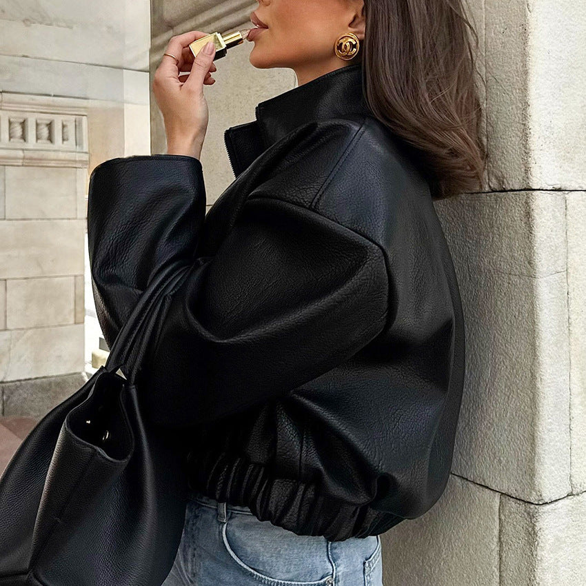 Veste Oversize en Cuir PU Noir – Style Urbain Chic