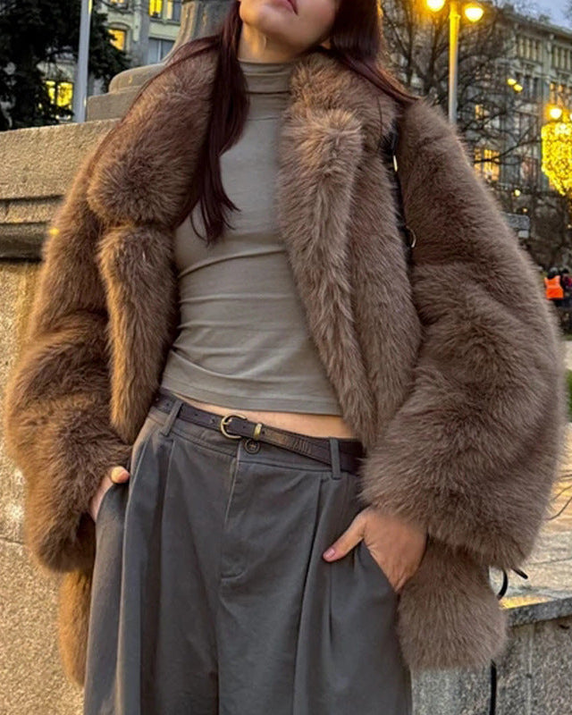 FURLÉA — Manteau Mi-Long en Fausse Fourrure