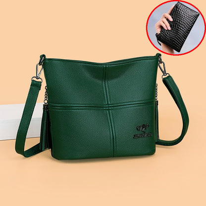 Sac bandoulière en similicuir souple de grande capacité