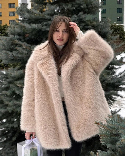 FURLÉA — Manteau Mi-Long en Fausse Fourrure