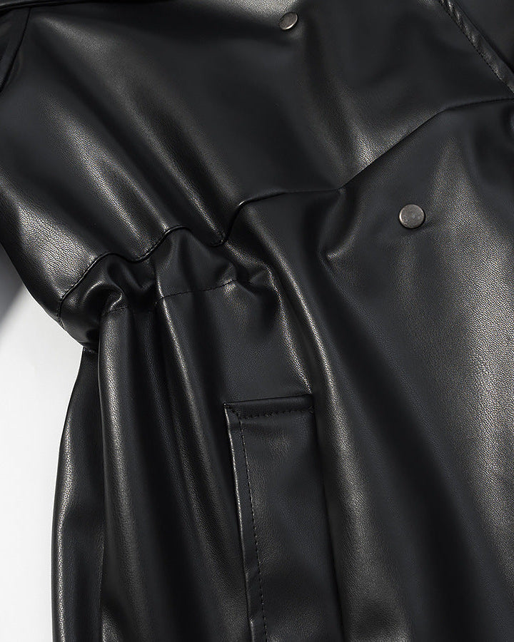 Noctéra – Veste en Similicuir Manches Lanternes