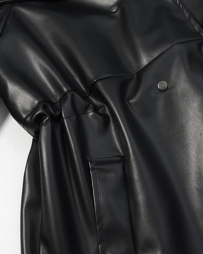 Noctéra – Veste en Similicuir Manches Lanternes