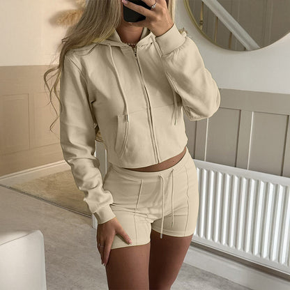 Ensemble Décontracté Femme – Haut à Manches Longues & Short