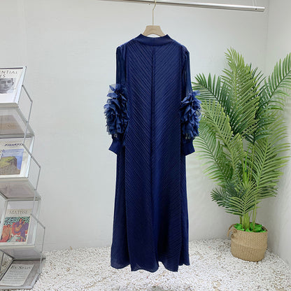 Robe Longue Plissée Grande Taille – Chic, Légère & Confortable