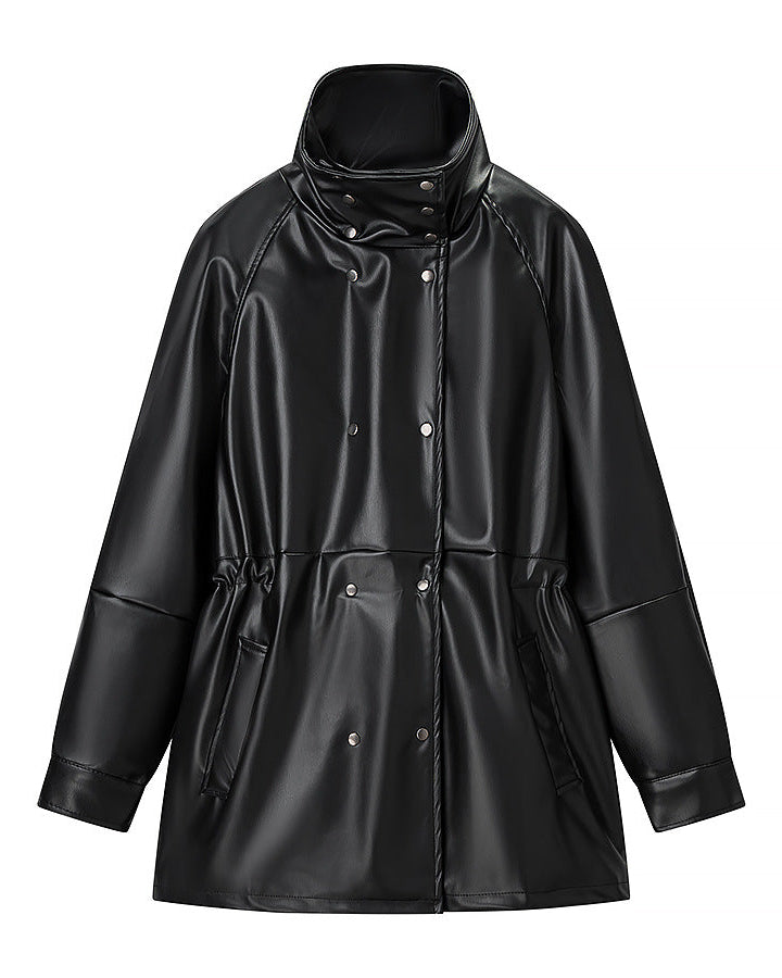 Noctéra – Veste en Similicuir Manches Lanternes