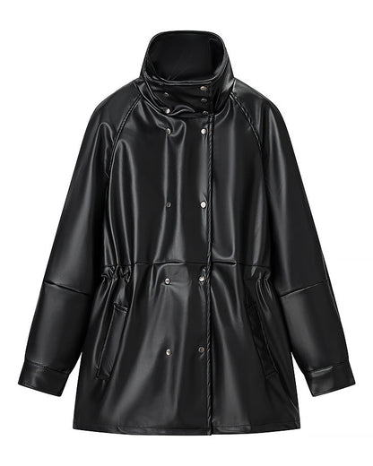 Noctéra – Veste en Similicuir Manches Lanternes