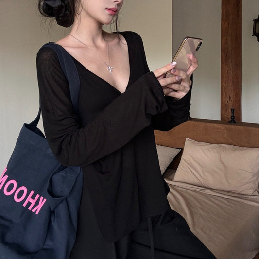 Top Femme – Manches Longues, Couleur Unie