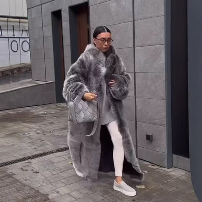Manteau Long en Fausse Fourrure – Élégance Féminine