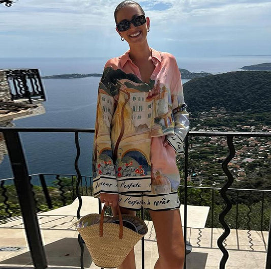 Ensemble Estival Imprimé – Chemise & Short pour Femme