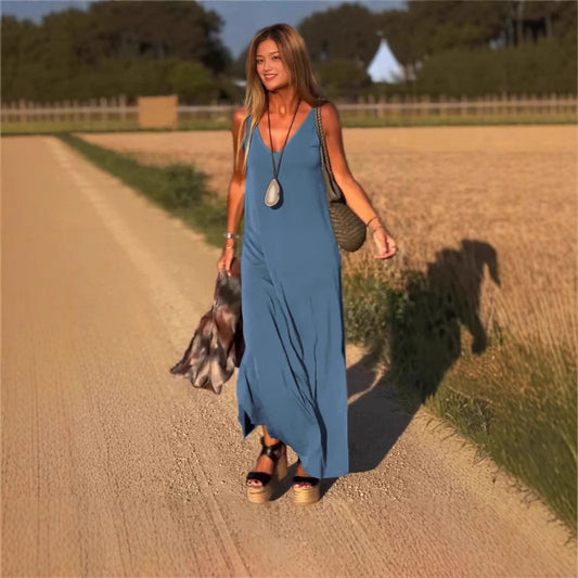 Robe Longue à Bretelles – Élégance & Confort