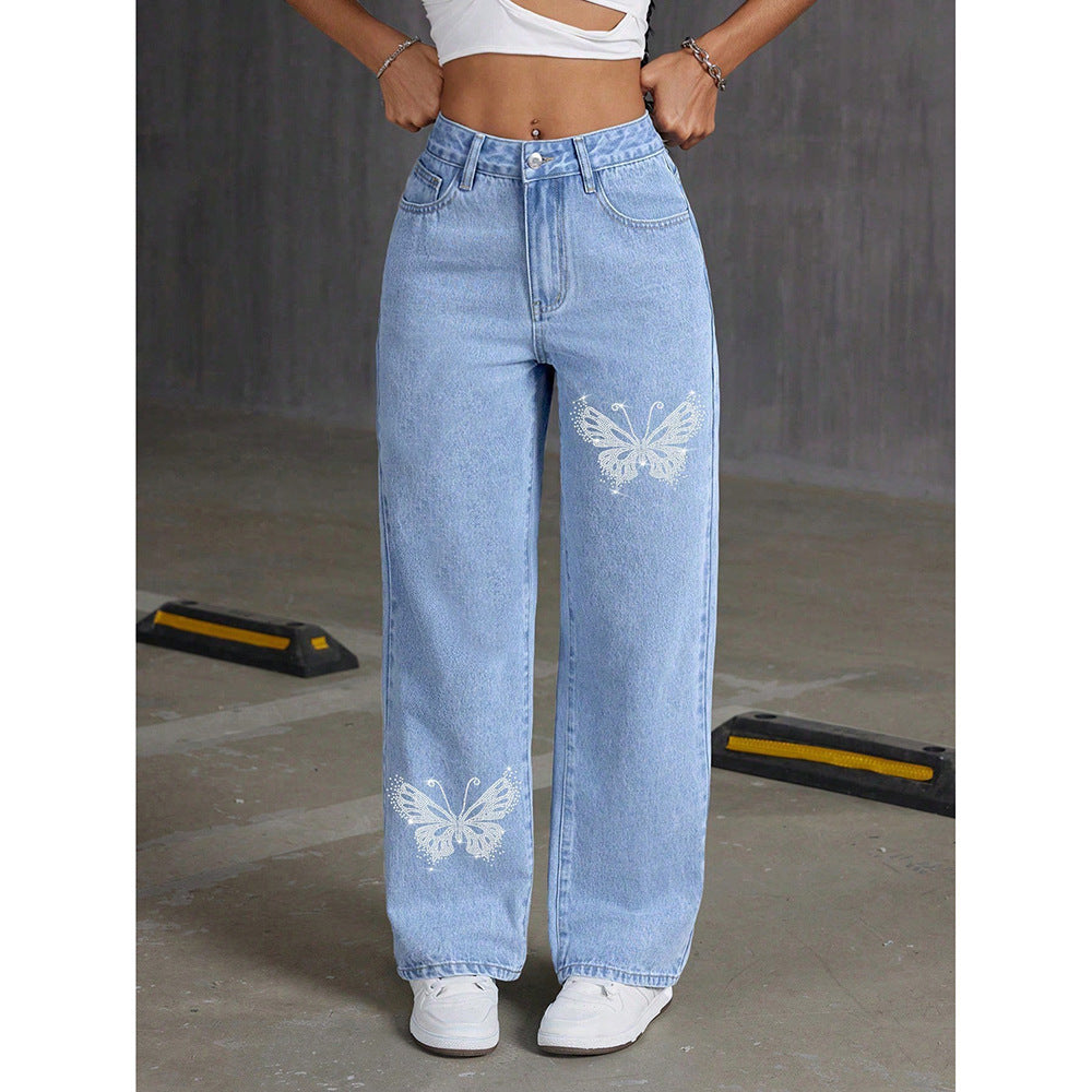 Pantalon Long Imprimé Coupe Droite