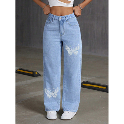 Pantalon Long Imprimé Coupe Droite