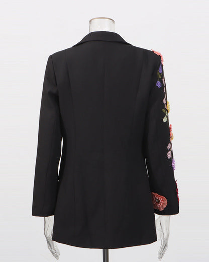 Amelina -Blazer Brodé à Fleurs 3D
