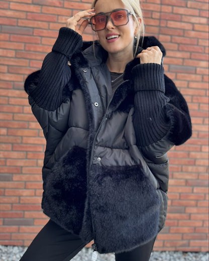 Veste chic en coton–Fausse fourrure