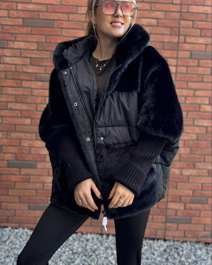 Veste chic en coton–Fausse fourrure