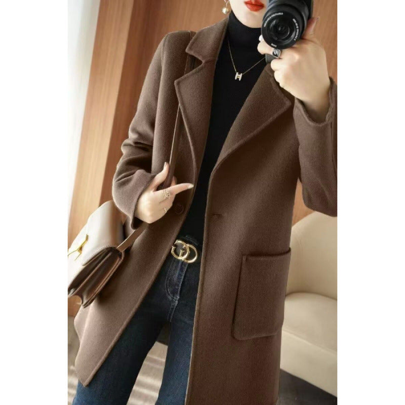 Manteau mi-long en laine, style décontracté chic