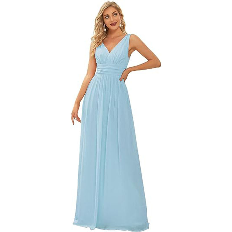 Robe Maxi de Soirée Femme – Élégante, Fluide et Décolleté Profond