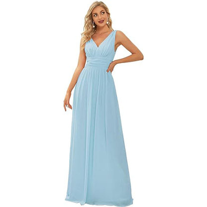 Robe Maxi de Soirée Femme – Élégante, Fluide et Décolleté Profond