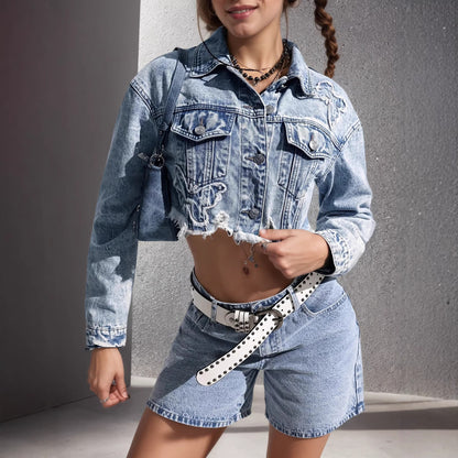 Denoria – Veste en Denim Rétro Ajustée