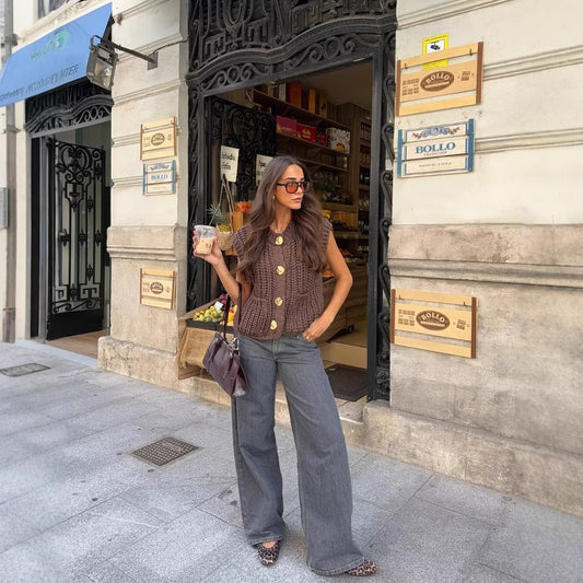 Gilet sans manches en maille épaisse