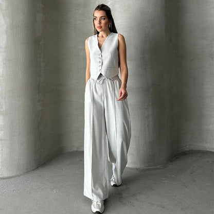 Ensemble Femme Élégant – Top & Pantalon