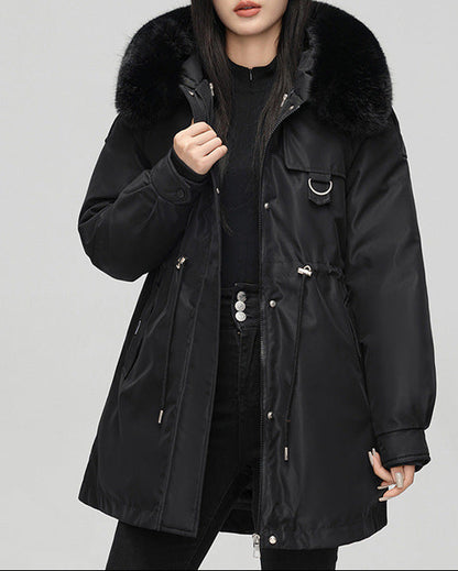 Veste Courte Élégante à Col en Fourrure – Style Urbain Chic