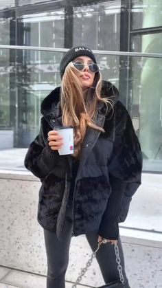 Veste chic en coton–Fausse fourrure