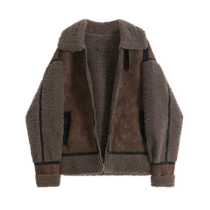 Manteau court tendance avec fourrure intégrée