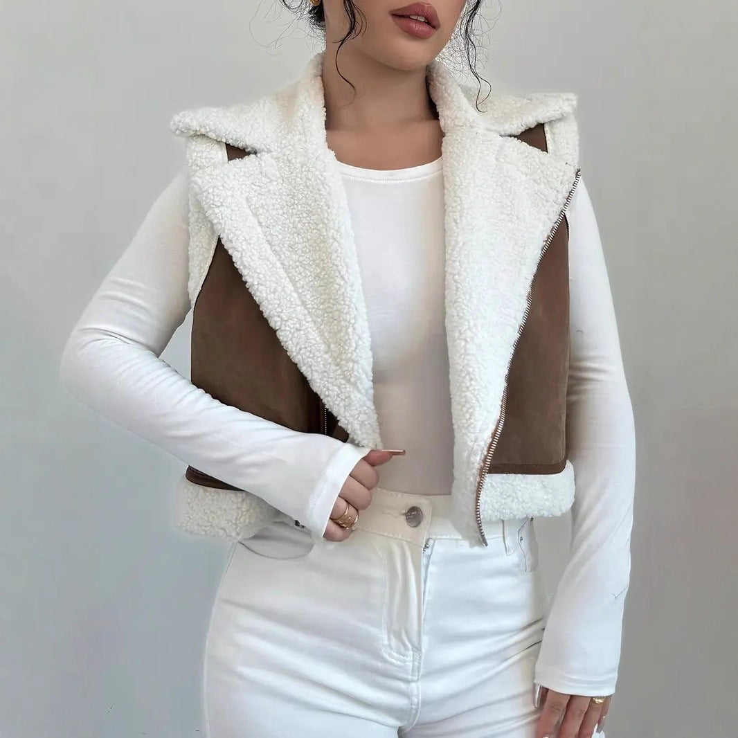 Gilet en laine d'agneau avec fourrure