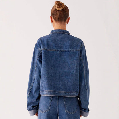 Denara – Veste Denim Casual à Col Revers