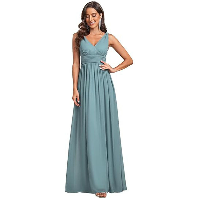 Robe Maxi de Soirée Femme – Élégante, Fluide et Décolleté Profond