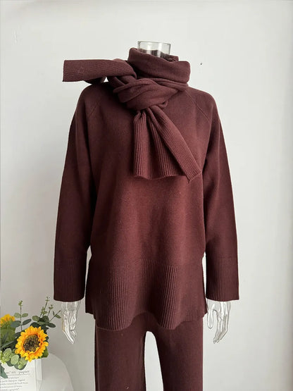 Ensemble pull tricoté et pantalon large