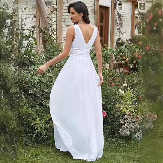 Robe Maxi de Soirée Femme – Élégante, Fluide et Décolleté Profond