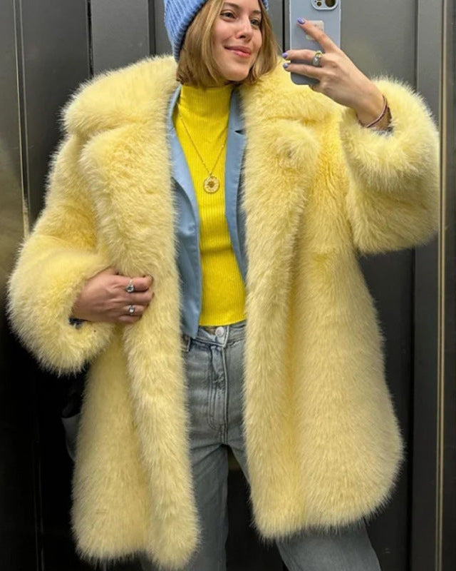 FURLÉA — Manteau Mi-Long en Fausse Fourrure