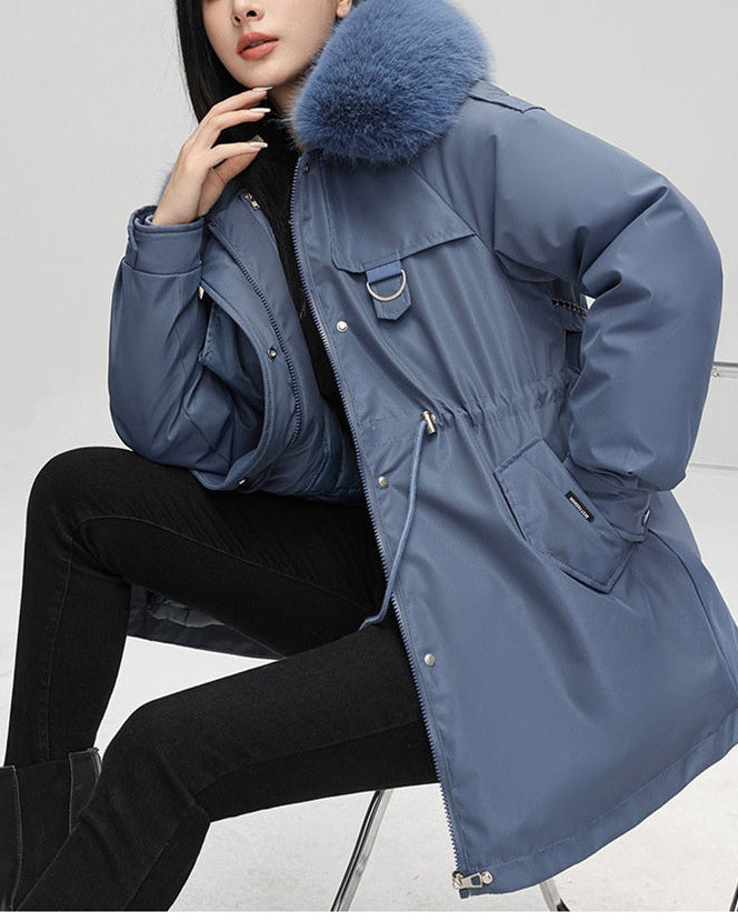 Veste Courte Élégante à Col en Fourrure – Style Urbain Chic