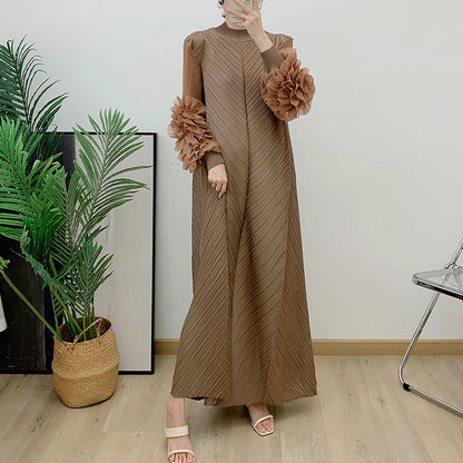 Robe Longue Plissée Grande Taille – Chic, Légère & Confortable