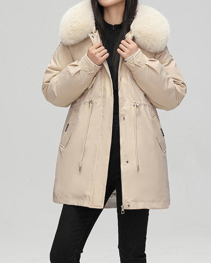 Veste Courte Élégante à Col en Fourrure – Style Urbain Chic