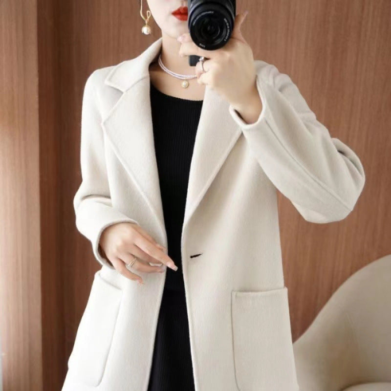 Manteau mi-long en laine, style décontracté chic