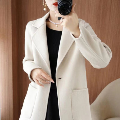 Manteau mi-long en laine, style décontracté chic