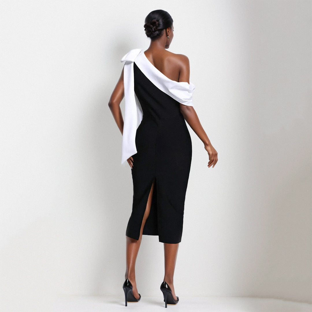 Robe Bandage Slim Épaule Unique