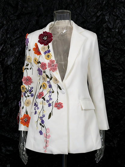 Amelina -Blazer Brodé à Fleurs 3D