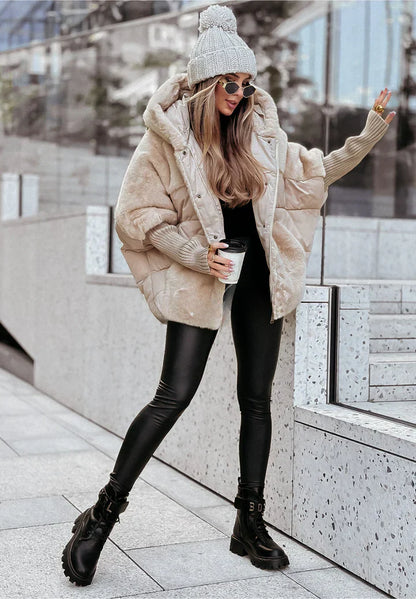 Veste chic en coton–Fausse fourrure