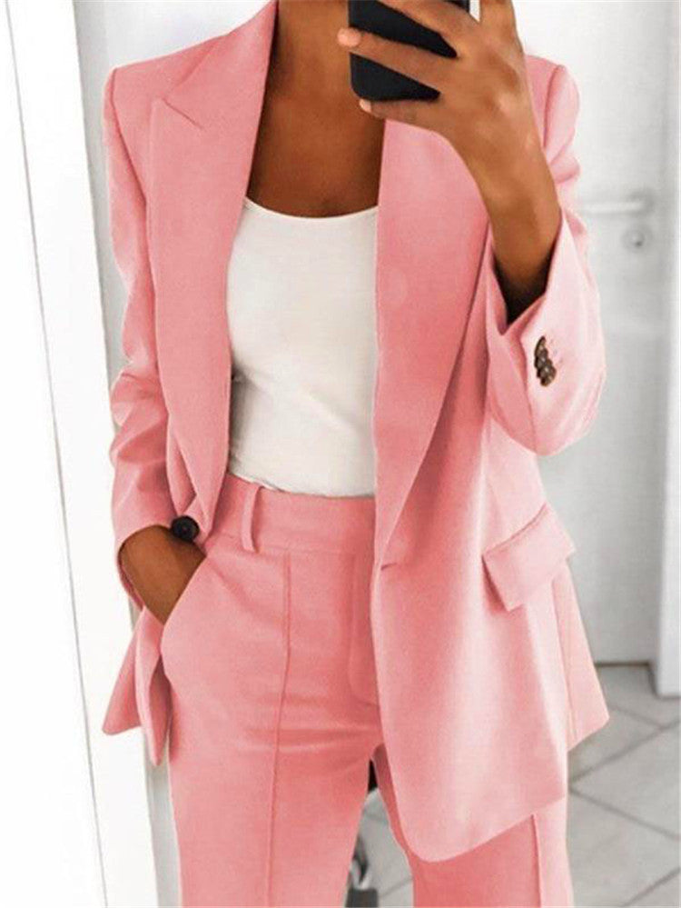 Ensemble Décontracté Chic – Blazer &amp; Pantalon Ajusté Femme