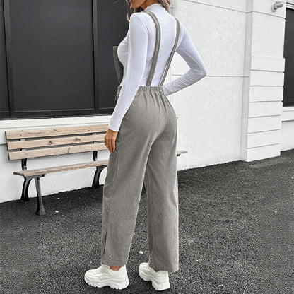 Combinaison Femme en Velours Côtelé – Couleur Unie
