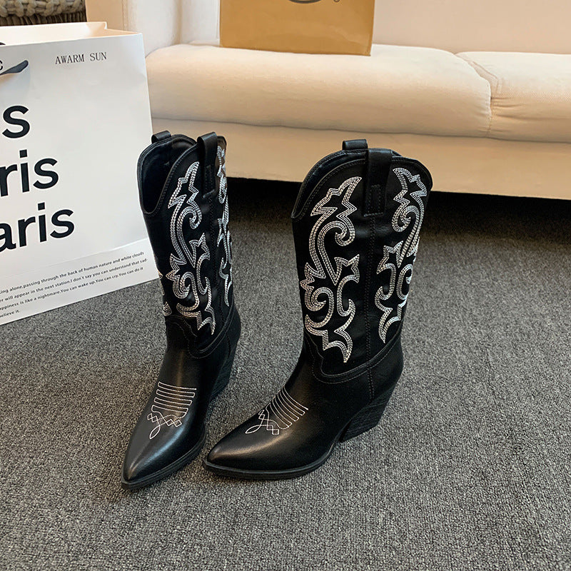 Bottes Femme Pointues en Similicuir – Style Totem