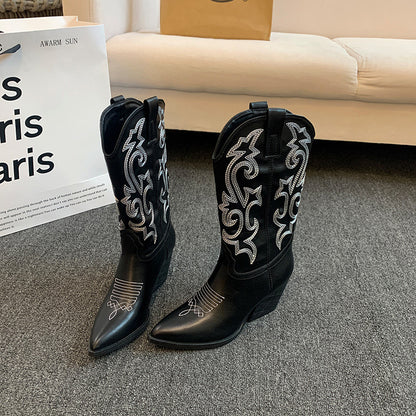 Bottes Femme Pointues en Similicuir – Style Totem