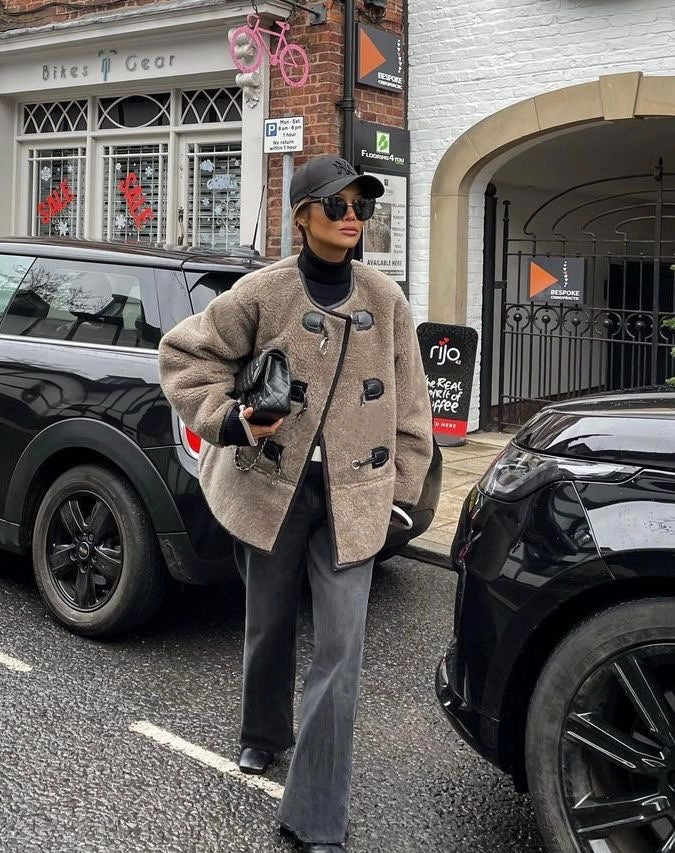 Manteau en laine chenille rétro
